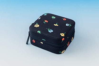 kate spade new york Small Travel Jewelry Case, Navy Floral Jewelry Box to Organize Rings, Necklaces, Earrings, Garden Toss