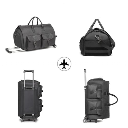 seyfocnia Rolling Garment Bag,Rolling Duffle Bag with Wheels Rolling Garment Bags for Travel with Shoe Pouch Carry On Bag Weekender Bags Garment Duffel Bag for Men or Women-Grey - color: A2-Grey-2P