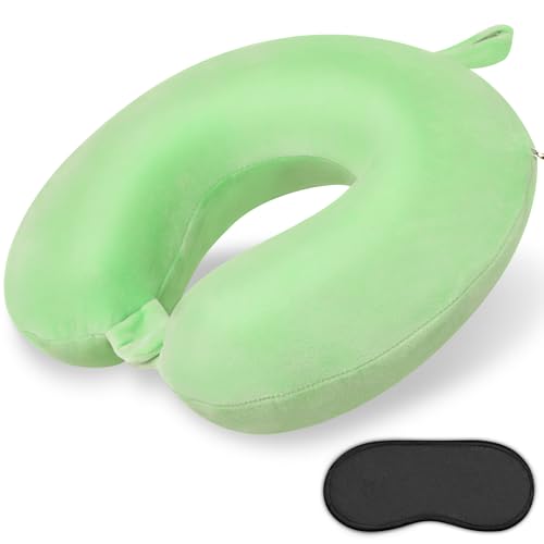 Neck Pillows for Travel Comfortable Travel Neck Pillow U Shape Memory Foam Support Neck and Head Portable Neck Travel Pillow Suitable for Airplane Trains Car Travelings - color: Green