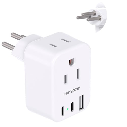 HANYCONY Switzerland Power Travel Plug Adapter, Type J Power Adapter with 2 Outlets 3 USB Ports(2 USB C) for US to Swiss Switzerland Liechtenstein Rwanda - style: Type J - Switzerland