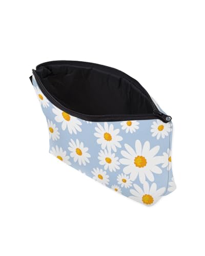 Cute Travel Makeup Bag Cosmetic Bag Small Pouch Gift for Women (Daisy Pale Blue) - color: Daisy Pale Blue