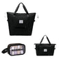 Large Capacity Foldable Travel Bag, Expandable lightweight Carry on Bag, Dry with Wet Separation Spor Duffel Bags (Black+Toiletry Bag) - color: Black+Toiletry Bag