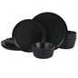 Gibson Home Fairhope 12-Piece Matte Black Melamine Dinnerware Set – Durable Lightweight Plates and Bowls, Kitchen Dining Set - color: Matte Black (Fairhope), size: Service for Four (12pcs)