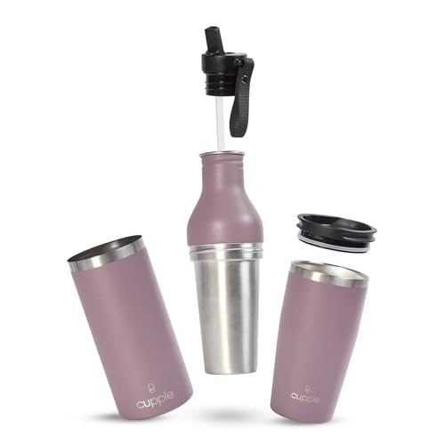 Tumbler, Stainless Steel 2-in-1 Travel Coffee Mug & Water Bottle, Leak Proof Insulated Cup for Hot & Cold Drinks, BPA Free, Fits Most Cup Holders (Purple Grape) - color: Purple Grape
