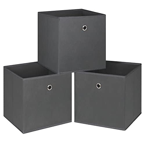 Foldable Storage Cubes Bins ,11 Inch Cloth Storage Cube Fabric Storage Box Cubes Organizer Baskets with Handles for Home Organizer Set of 3 (Grey) - color: Grey, size: 3 Pack