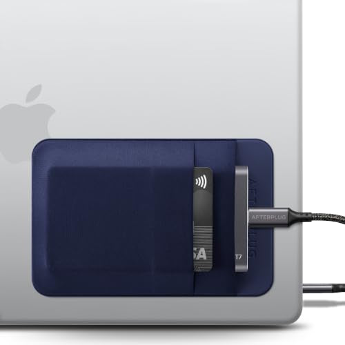 2-Pocket Adhesive Hard Drive Holder for Laptop, Stick-On Pocket Pouch for External Portable SSD, HDD, Slim Mouse and Cables (Small - Fits SSD) - color: Blue, size: Small