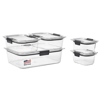 Rubbermaid Brilliance Food Storage Containers, Set of 5 (10 Pieces), BPA-Free, Leak-Proof, Clear - size: 10-Piece