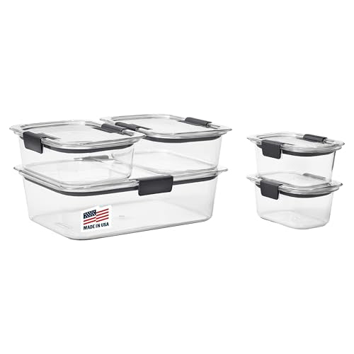 Rubbermaid Brilliance Food Storage Containers, Set of 5 (10 Pieces), BPA-Free, Leak-Proof, Clear - size: 10-Piece