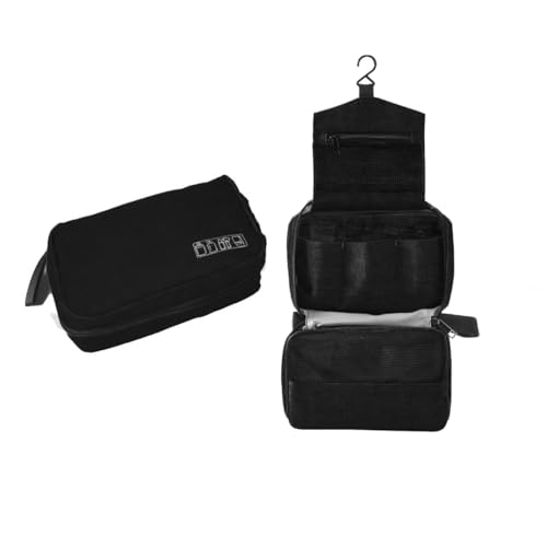 Travel toilet bag is used to store toiletries, Suitable for short-term travel use hanging toilet bag (Black) - color: Black