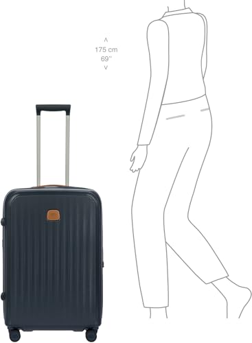 Bric's Taormina Ultra-Light Checked Luggage – Expandable Hard Shell Suitcase with TSA Lock, Anti-Tamper Zippers & 360 Spinner Mobility Wheels - 27 Inch, Blue - color: Blue, size: Checked-Medium