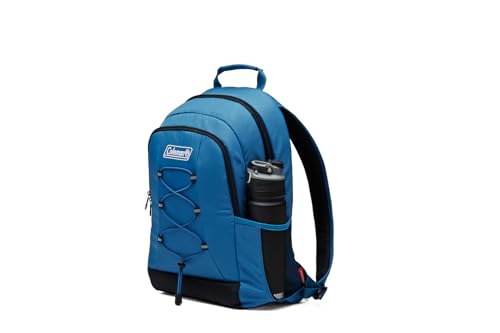Coleman Chiller Insulated Backpack Cooler, Leakproof 28-Can Backpack Cooler with 12+ Hour Ice Retention, Made with Recycled Materials, Great for Beach, Camping, Hiking, Tailgates, Groceries, & More - color: Blue