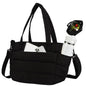 Lunch Bag Women Puffy Quilted Tote Bag Stylish Insulated Lunch Tote Bag with Large Capacity and Shoulder Strap Portable Lunch Cooler Bags for Women, Work Office, Travel, Picnic, Meal Prep - color: Black