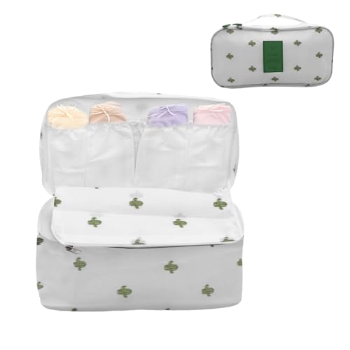 Bra Underwear Storage Bag Portable Multi-Functional Travel Organizers Pouch Case Packing Cube Cosmetic Bag,White cactus - color: White cactus