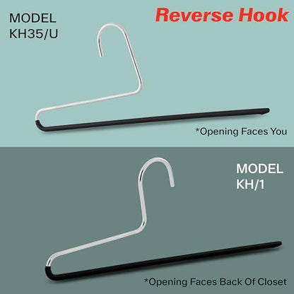 Mawa by Reston Lloyd Reverse Hook Trouser Series Non-Slip Space-Saving Clothes Hanger with Single Rod for Pants, Style KH/35U, Set of 10, White - color: White, size: Set of 10