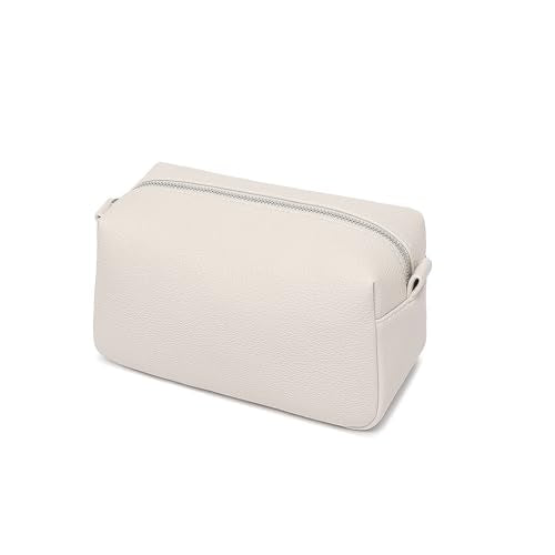 PU leather Organizer Bag Lightweight Cosmetic Bag with Ring Clasp Perfect Travel Makeup Bag for Women (French Oak/PU) - color: French Oak/PU