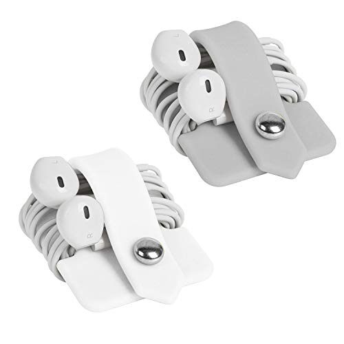 Cord Organizer Earbuds Holder Earphone Wrap Earphones Organizer Headset Headphone Earphone Wrap Winder Cord Manager Cable Winder Set of 2 - color: Light Grey+White