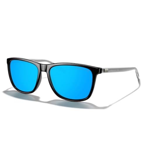 MERRY'S Unisex Polarized Aluminum Sunglasses Vintage Sun Glasses For Men/Women S8286 - color: Black Frame/Blue Mirror Lens/Silver Temples