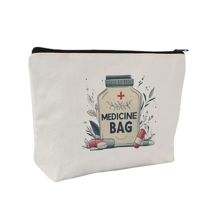 Medicine Storage Pouch with Diabetes, Medicines Bag, and Medical Supply Designs, White Canvas Zipper Cases, Multi-Use Functionality (Gift for Birthdays, Graduation, Christmas) (Style B) - style: Style B