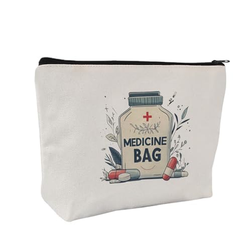 Medicine Storage Pouch with Diabetes, Medicines Bag, and Medical Supply Designs, White Canvas Zipper Cases, Multi-Use Functionality (Gift for Birthdays, Graduation, Christmas) (Style B) - style: Style B
