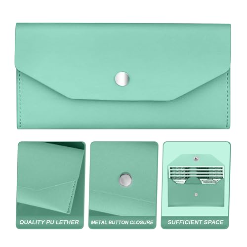 Pu Leather Cash Envelope Wallet - Reusable Cash Stuffing Wallet for Men and Women -Green - color: green