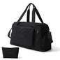 Travel Duffel Bag, 30–40L Expandable Weekender Bag with Shoe Compartment, Foldable Carry On Travel Bag with Wet Pocket and Matching Pouch - color: Black