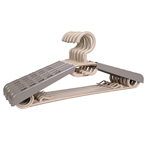 6-Pack Heavy Duty Plastic Extra-Wide Arm 15"-23" Suits Clothes Hangers with Swivel Hooks,Perfect for Coat,Jacket,Dress,Shirt,Trousers or Closet Space Saving,Grey&Tan - color: Gray