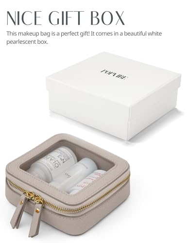Popvibe Clear Makeup Bag Travel Cosmetic Case Transparent Toiletry Bag with Zipper, Portable Make Up Organizer Traveling Compact Car Bag for Essentials - color: Stone, style: Mini Chic