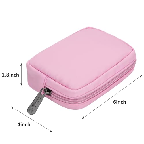 E-Tree Cute Small Makeup Bag, Cosmetic Toiletry Skin Care Make up Little Items Pouch for Purse,Zipper Mini Tech Charger Cable Electronic Organizer Case,Travel Accessories,Pink - color: Pink, style: Travel Makeup Bag