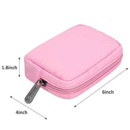 E-Tree Cute Small Makeup Bag, Cosmetic Toiletry Skin Care Make up Little Items Pouch for Purse,Zipper Mini Tech Charger Cable Electronic Organizer Case,Travel Accessories,Pink - color: Pink, style: Travel Makeup Bag