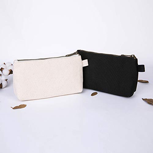 Mini Canvas Travel Toiletry Bag for Women, DIY Personalizable Small Makeup Bag Organizer with 2 Dividers, Washable Cotton Cosmetic Pouch for Purse, Cute Carry-On Essential (Canvas/Beige) - color: Canvas/Beige