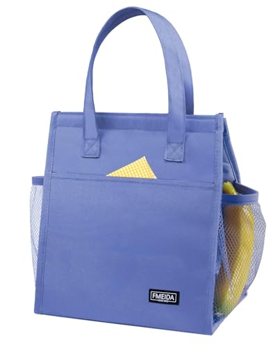 Fmeida Insulated Lunch Bag Women, 9L Large Lunch Bags with Multiple Pockets, Reusable Thermal Cooler Tote for Work, Office, Picnic, Travel | Hook and Loop Closure, Purple - color: Purple, size: M | 9L | Hook & Loop