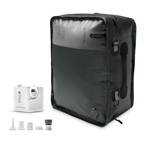 ETROL TPU Vacuum Bag for Travel, 70D Nylon Reusable Compression Bag with IP67 Waterproof Zipper, Compression Packing Cubes for Clothing, Space Saver Bags for Luggage (Full Open, Grey,1Pcs+Pump) - color: Full Open, Grey,1Pcs+Pump