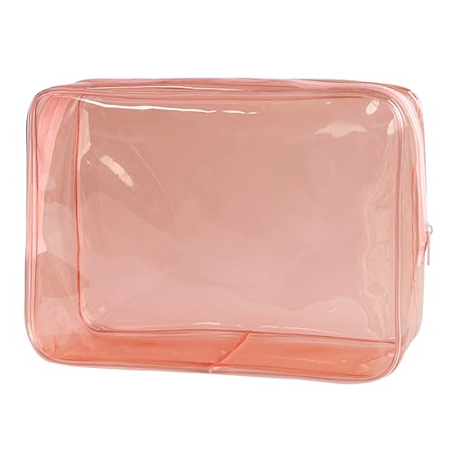 Waterproof PVC Makeup Bag - Leakproof Cosmetic Organizer for Travel Toiletry Storage 9.84×7.09×2.36 Inch for Women & Men (Brown) - color: Brown