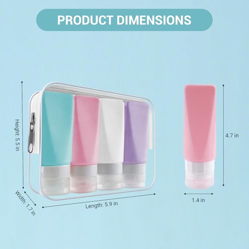 Travel Bottles Leak Proof,3 oz TSA Approved Silicone Squeezable, Refillable Containers Set for Toiletries Shampoo Conditioner Lotion - color: Multicolor