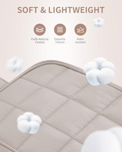 Narwey Quilted Makeup Bag Puffy Make up Bag Cosmetic Bag Organizer, Puffer Travel Toiletry Bag for Traveling Women Girl, Travel Bag for Toiletries, Skincare Medicine Bags (Khaki) - color: Y-Khaki