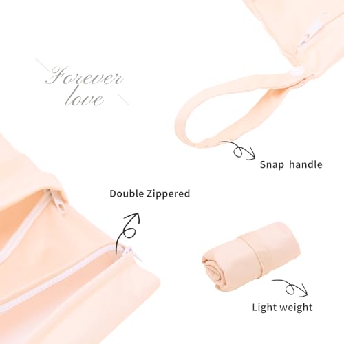 ALVA ALVABABY 3pcs Cloth Diaper Wet Dry Bags Waterproof Reusable with Two Zippered Pockets Travel Beach Pool Daycare Soiled Baby Items Yoga Gym Bag for Swimsuits or Wet Clothes 3L-ZM10 - color: Yellow Apricot Light grey