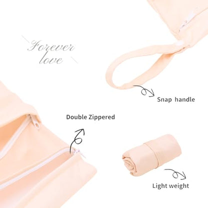 ALVA ALVABABY 3pcs Cloth Diaper Wet Dry Bags Waterproof Reusable with Two Zippered Pockets Travel Beach Pool Daycare Soiled Baby Items Yoga Gym Bag for Swimsuits or Wet Clothes 3L-ZM10 - color: Yellow Apricot Light grey