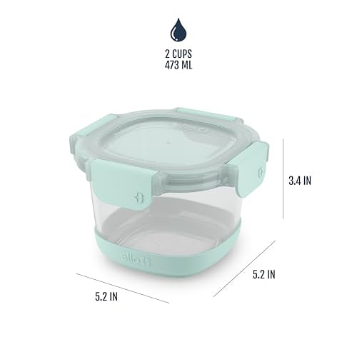Ello Duraglass Refresh 4-Pack 2 Cup Reusable Glass Container Jar with Leak Proof Lids and Protective Silicone Sleeves | Perfect for Overnight Oats, Yogurt | BPA-Free | Dishwasher Safe | Garden Goals - color: Garden Goals