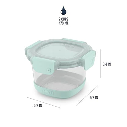 Ello Duraglass Refresh 4-Pack 2 Cup Reusable Glass Container Jar with Leak Proof Lids and Protective Silicone Sleeves | Perfect for Overnight Oats, Yogurt | BPA-Free | Dishwasher Safe | Garden Goals - color: Garden Goals