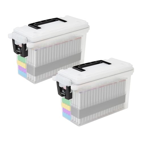 Sheffield 12793 2-Pack Ammo Storage Box, Stackable .30 Cal Field Boxes, Water and Dust Resistant, Lockable Storage Box with Handle, Secures Hunting Gear, Supplies, and Bullets, Made in USA, Frost - color: Frost, size: Standard 2-Pack
