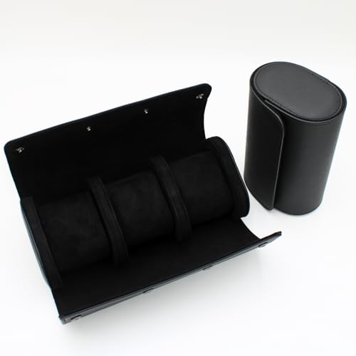 Watch Travel Case Portable Organizer - Luxury Watch Roll Travel Box Recycled Leather Watch Storage and Display for Men and Women (WCASE-3-VintageBlack) - color: VintageBlack, size: Three slots
