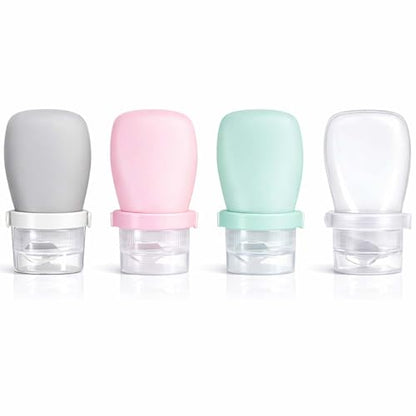 2 oz Silicone Travel Bottles, Leakproof Squeeze Bottle Mini Travel Size Container for Toiletries Lotion Shampoo and Conditioner Liquid Salad Dressing to go Condiment, TSA Approved, 4 Pack - color: Grey, Pink, Green, White, size: 2 oz