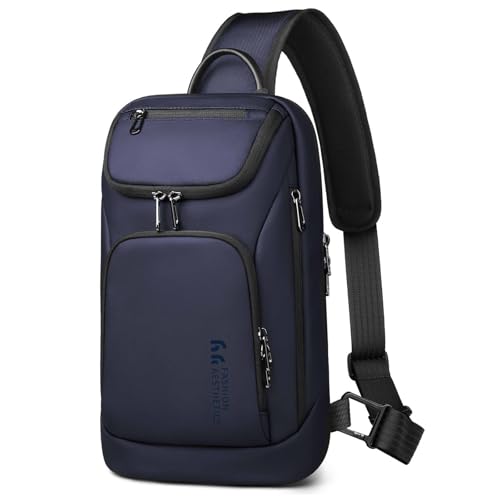 hk Sling Bag for Man, Waterproof Utility Crossbody Bag with Anti-theft Pocket for Men - color: Blue