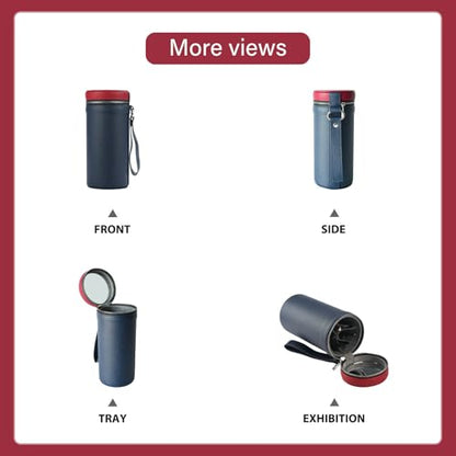 3 slots eyeglass case Leather sunglasses storage box, suitable for both men and women, Glasses Storage Holder Box - color: Blue / Red