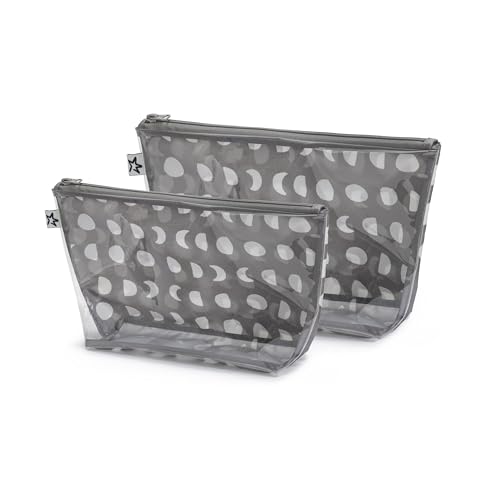 Tiny Twinkle Diaper Bag Organizing Pouches | 2 Pack Mess-Proof Travel Organizer Bags with Structured Bottom & Clear Front | TSA Approved Toiletry Bag Set for Baby and Mom Essentials (Luna) - color: Luna