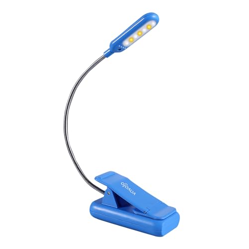 VAVOFO Rechargeable Book Light for Reading in Bed Kids, 7 LED Reading Light with 9-Level Warm Cool White Daylight, Eye Care Lamp with Power Indicator for Bookworms (Blue Lotus) - color: Blue Lotus