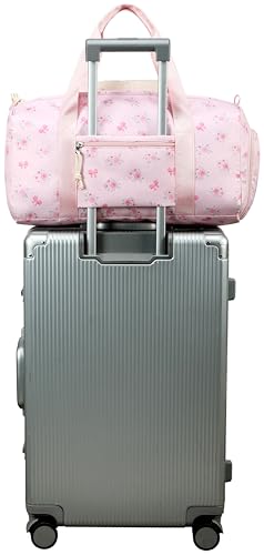 Gym Bag Sports Duffle Bags with Wet Pocket Weekender Overnight Bag with Shoe Compartment and Air Hole for Girls Kids Women Workout Travel Bags (Bow Flower-Pink) - color: Bow Flower-Pink