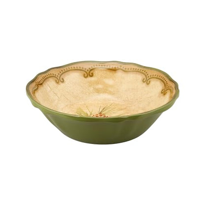 UPware 12 Piece Woodland Pinecone Melamine Dinnerware Sets, Outdoor Dishes Set, Plates and Bowls Sets, Service for 4, Dark Green - color: Woodland Pinecone