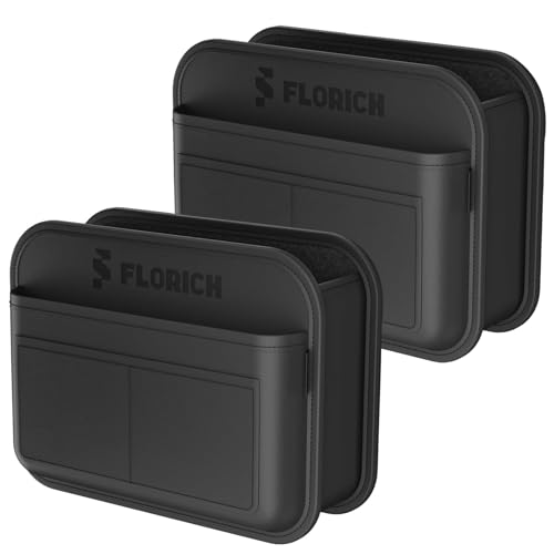 FLORICH Upgrade Car Door Organizer, Small Leather Foldable Hanging Organizer and Trash Can 2-in-1, Multi-Function Mini Storage Box Garbage Can for Car Back Seats and Side Door-2Pack - color: G-Car Door Hanging Organizer-Black-2Pack