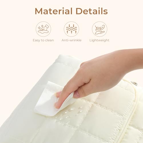 CLUCI Wrinkle-Resistant Laptop Backpack for Women, 17.3 Inch Anti Theft Travel Backpack, Puffer Quilted Work Backpack, Water Resistant College Bookbag with RFID - color: Wrinkle-resistant Fabric White